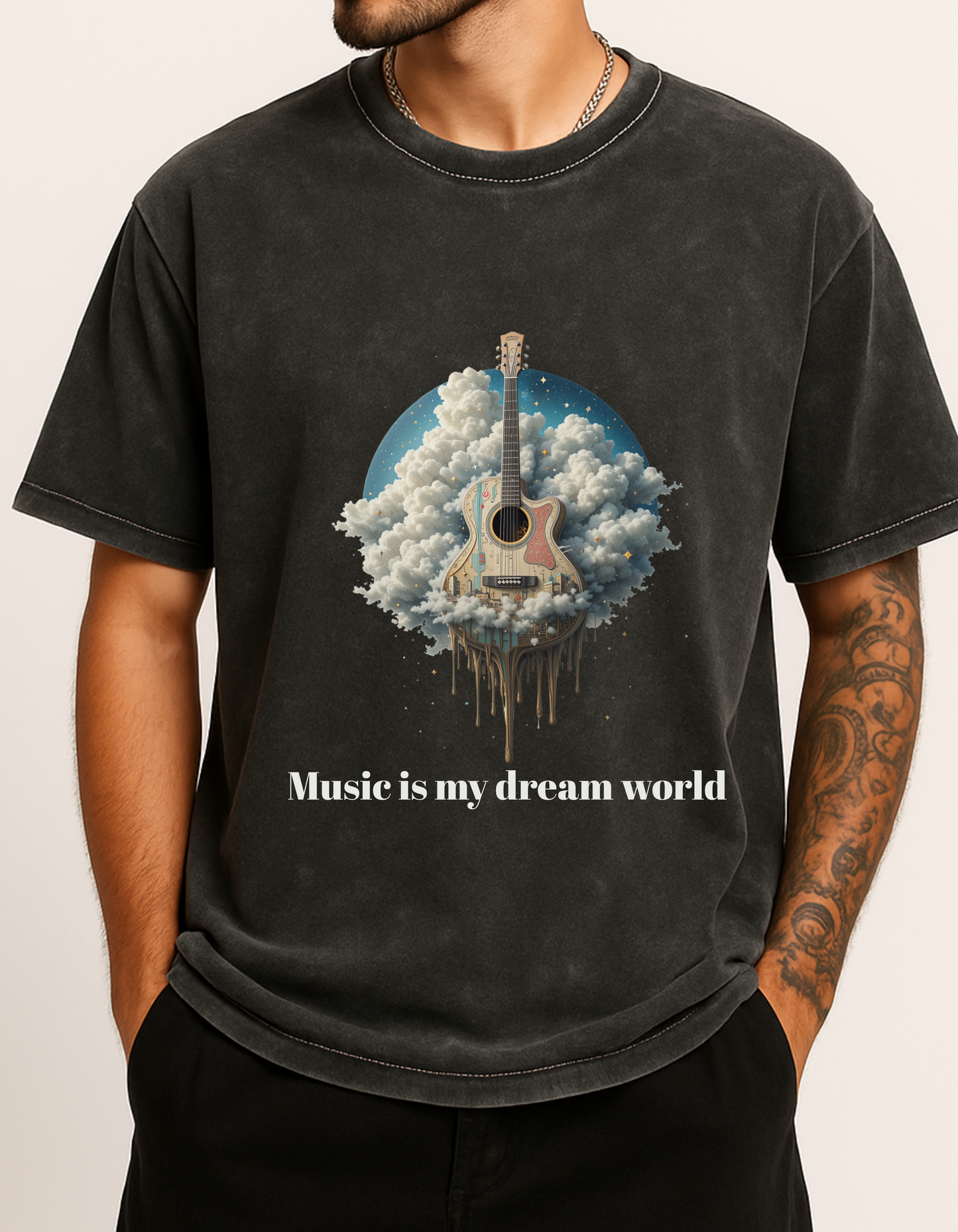 Music-  Acid Washed Oversized Tee