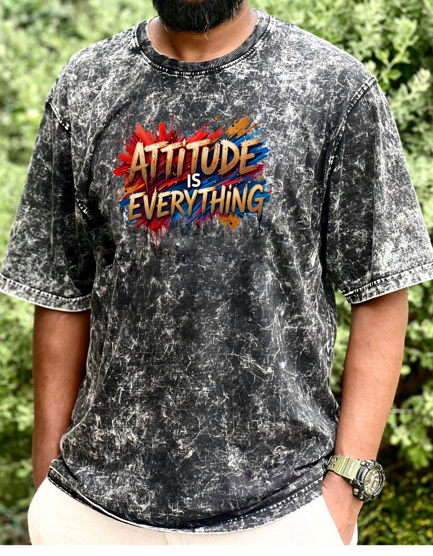 Attitude  -Premium Acid Washed Oversized Tee