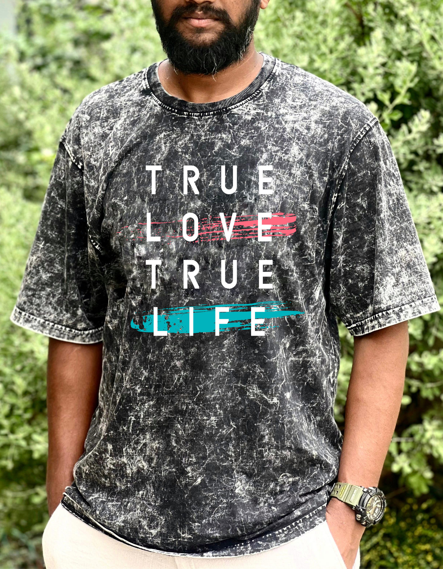 Love- Life - Premium Acid Washed Oversized Tee