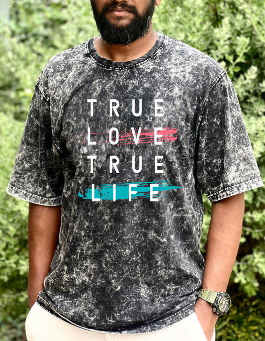 Love- Life - Premium Acid Washed Oversized Tee