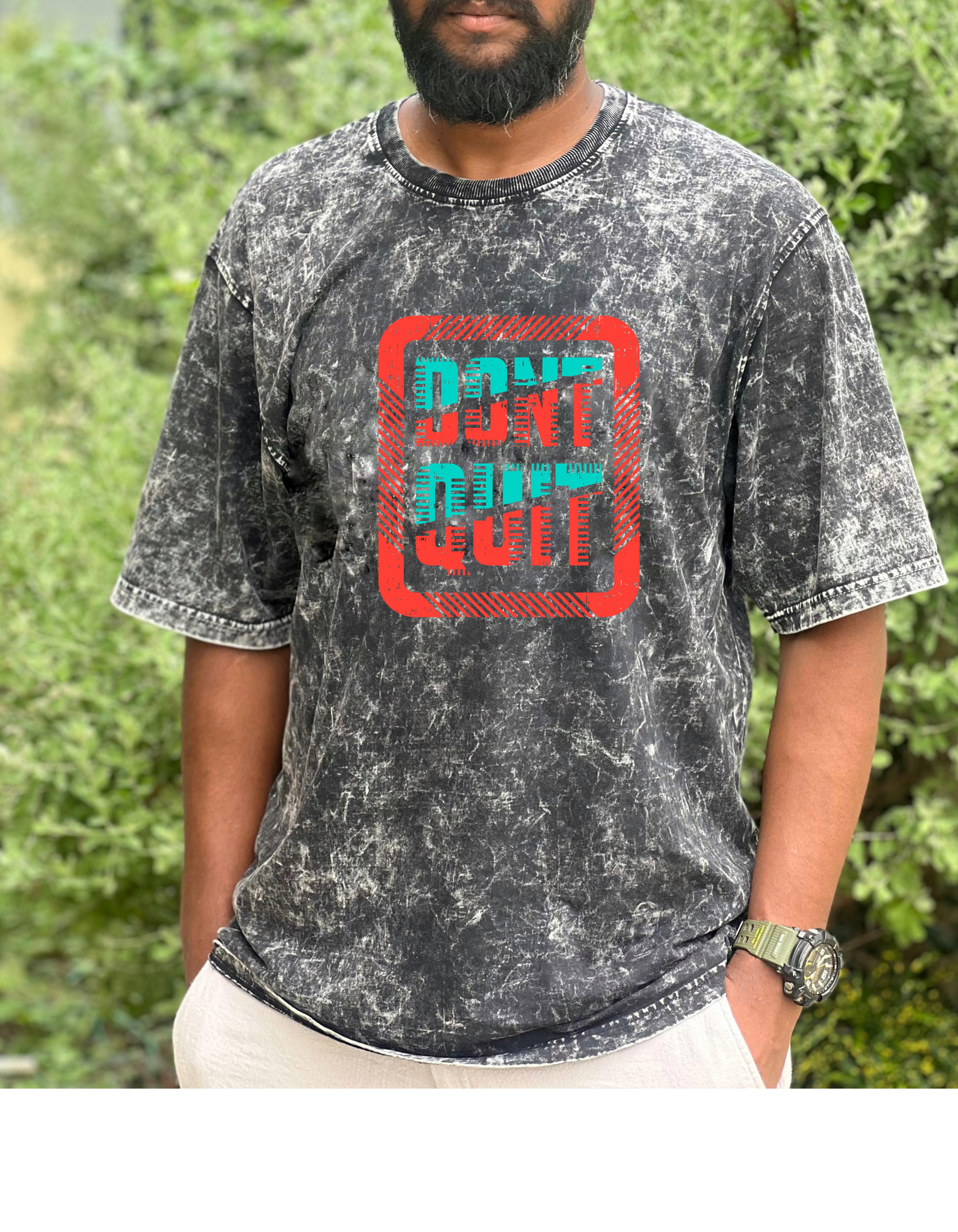 Don't Quit - Acid Washed Oversized Tee