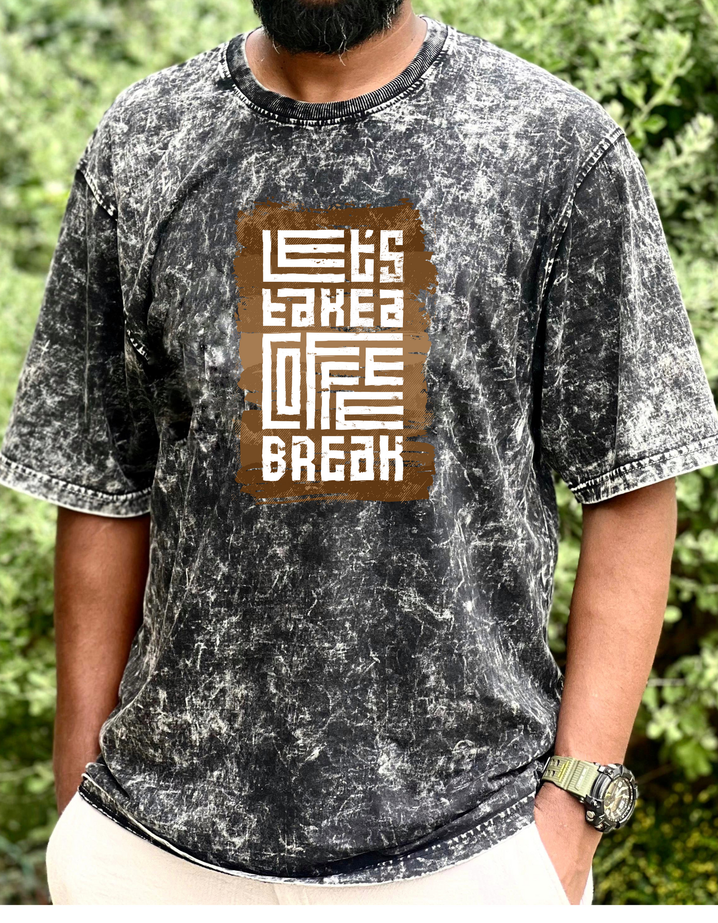 Let's take coffee- Premium Acid Washed Oversized Tee